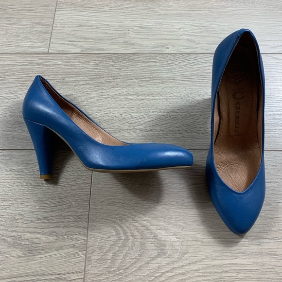Jeffrey Campbell Blue Leather Semi Pointed Heels - Picture 2 of 11